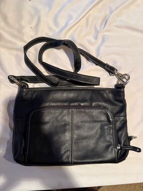 Tignanello Black Leather Crossbody Bag